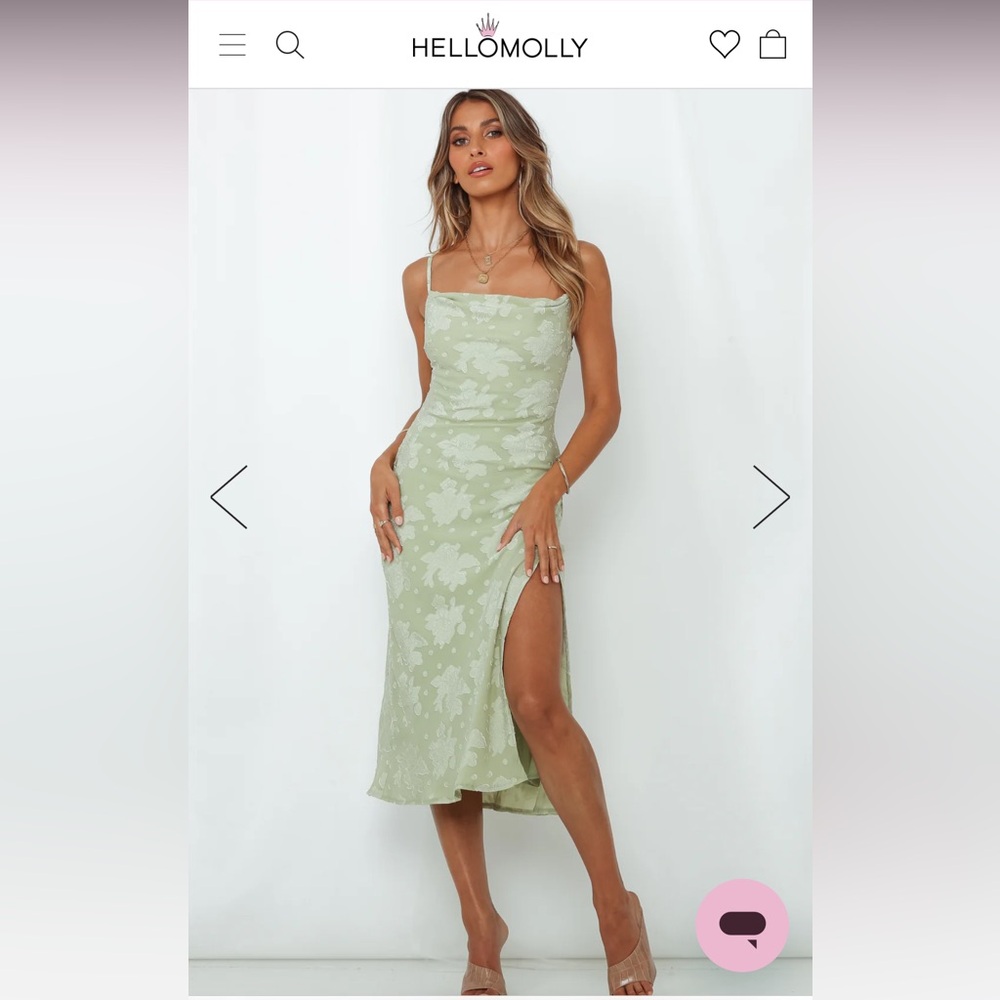 Hello Molly Drinks on Me Pistachio Floral Midi Dress